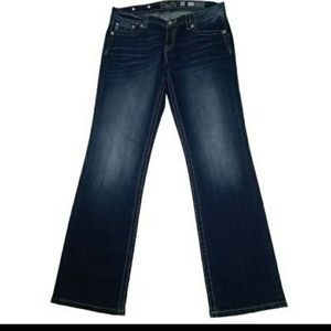 Miss Me Women's Size 34 Blue Denim Jeans Mid-Rise Easy Straight Dark Wash